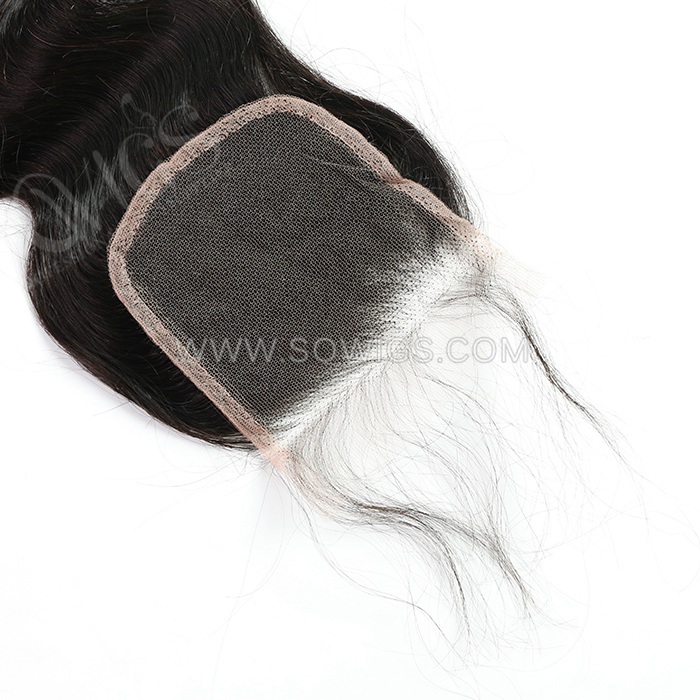 HD Lace Swiss 4*4 Lace Closure Pre plucked Lightly Bleached 100% Unprocessed Human Hair