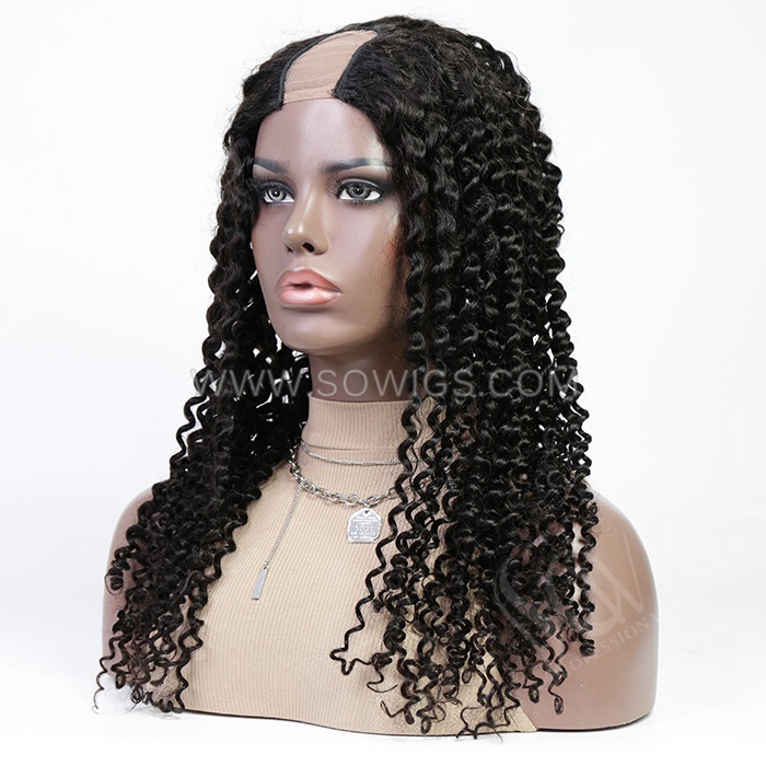 Deep Curly U Part Wigs  V Part Wigs 130% & 300% Density 100% Unprocessed Virgin Human Hair Natural Color
