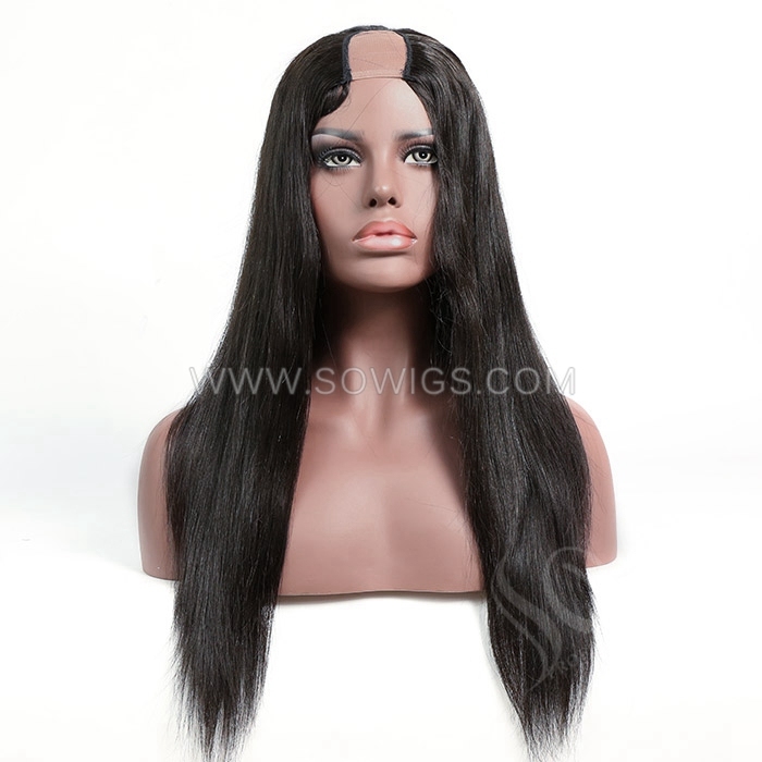U Part Wigs Straight Hair Virgin Human Hair Natural Color