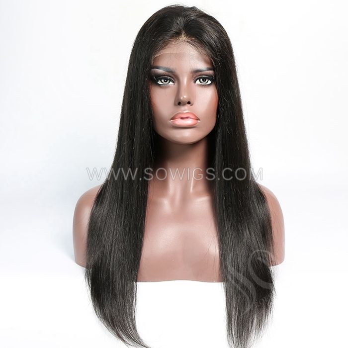 HD 4*4 Lace Closure Wigs 180% Density Pre Plucked Virgin Human Hair Natural Color