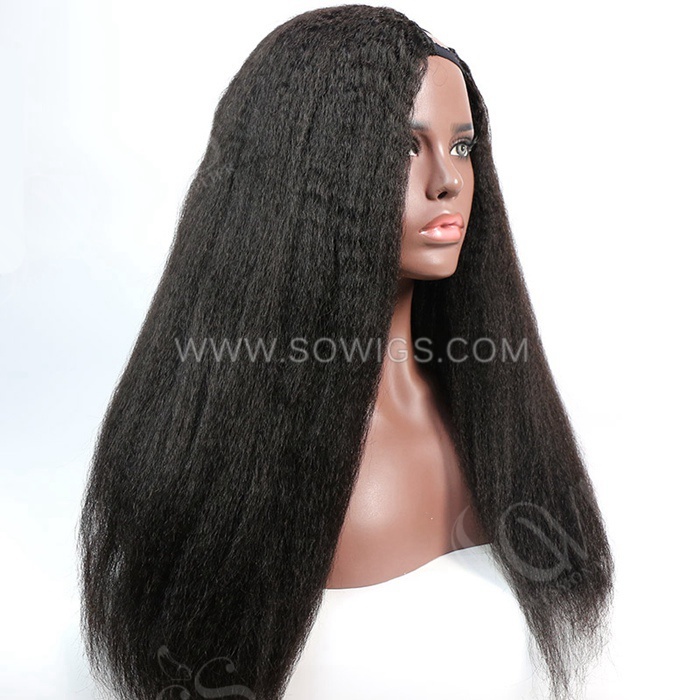 Kinky Straight U Part Wigs  V Part Wigs 130% & 300% Density 100% Unprocessed Virgin Human Hair Natural Color