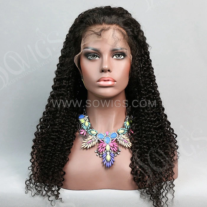 130% /180% /300% Density Deep Curly 13*4 Lace Front Wigs 100% Unprocessed Virgin Human Hair Wigs  Natural Color