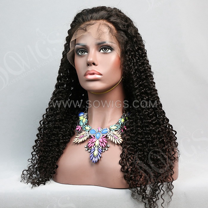 Deep Curly 13*4 Lace Front Wigs 130% Density Lace Wigs Virgin Human Hair Natural Color Natural Hairline