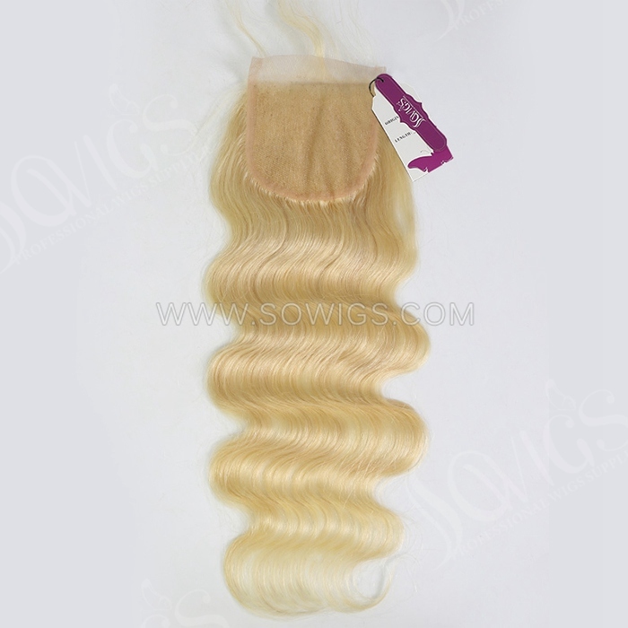 #613 Blonde 4*4 Lace Closure 100% Unprocessed Virgin Human Hair (Straight/Body wave)