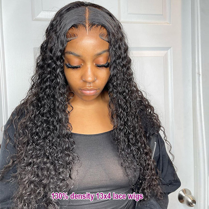 13*4 Lace Front Wigs Italian Curly 130% Density Virgin Human Hair Natural Color Natural Hairline