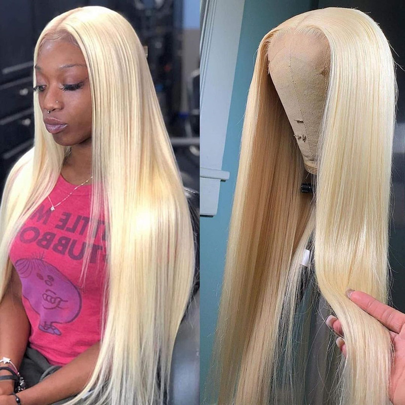 Blonde 613# 13*4 Lace Front Wigs Straight Hair Body Wave Deep Wave 130% Density Virgin Human Hair Natural Hairline