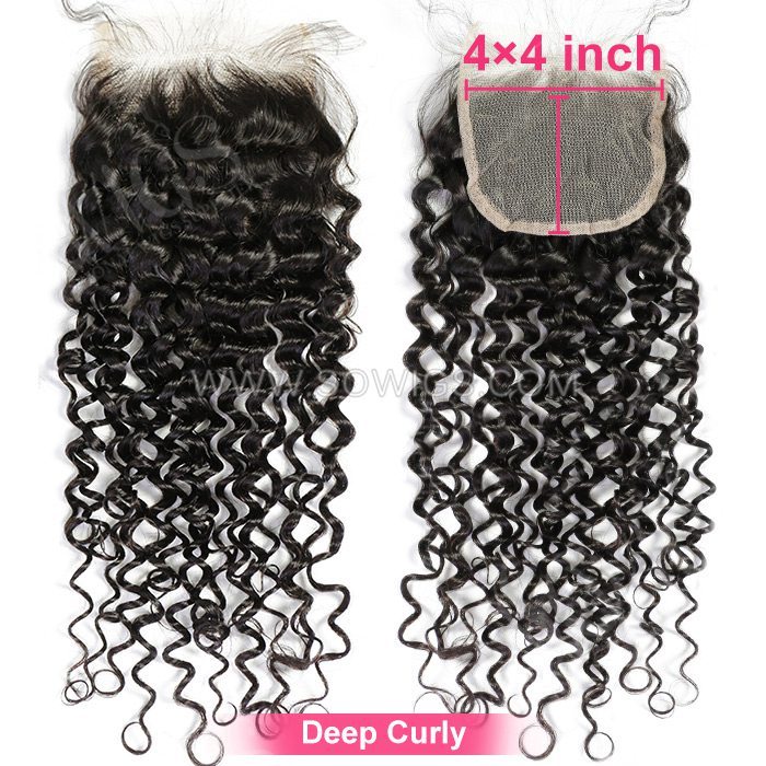 (All texture) 4*4 & 5*5 Lace Closure 100% Unprocessed Virgin Human Hair Natural Color