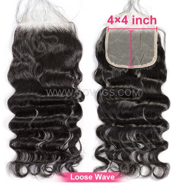 (All texture) 4*4 & 5*5 Lace Closure 100% Unprocessed Virgin Human Hair Natural Color