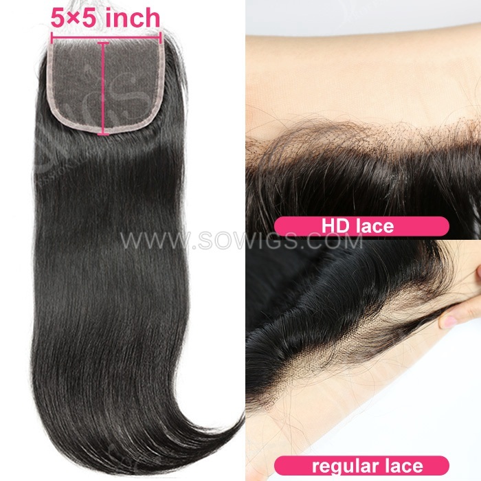 (All texture )HD 4*4 & 5*5 Lace Closure 100% Unprocessed Virgin Human Hair Natural Color