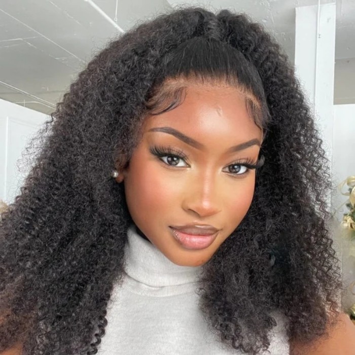 13*4 Lace Front Wigs Jerry Curly 130% Density Virgin Human Hair Natural Color Natural or Realistic edges