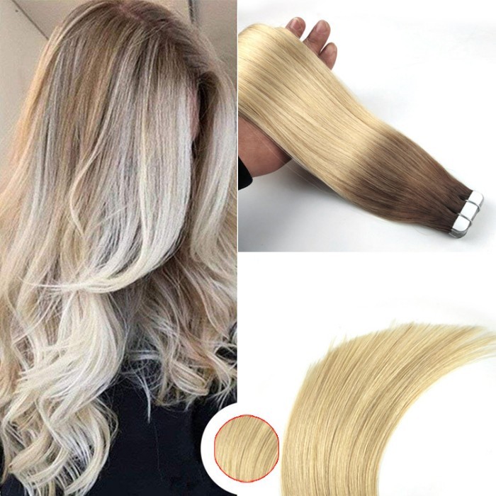 Ombre Color 6/613# Tape hair Extension 20pcs 50gram/pack  100% Human Hair Weaves