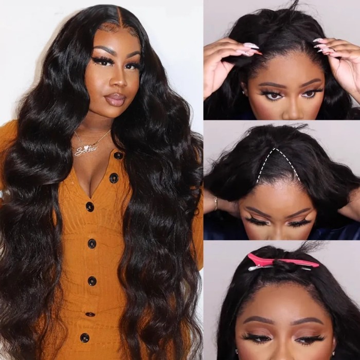 U Part Wigs V Part Wigs 150% /200% /300% Density Body Wave Virgin Human Hair Natural Color