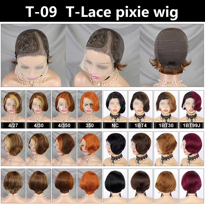 Short Bob Wigs T Part 13x1 Lace Wigs 180% Density Virgin Human Hair Natural Hairline J-T-09