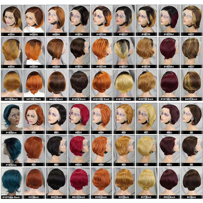 Short Bob Wigs 13x4 Lace Frontal Wigs 180% Density Virgin Human Hair Natural Hairline J-908