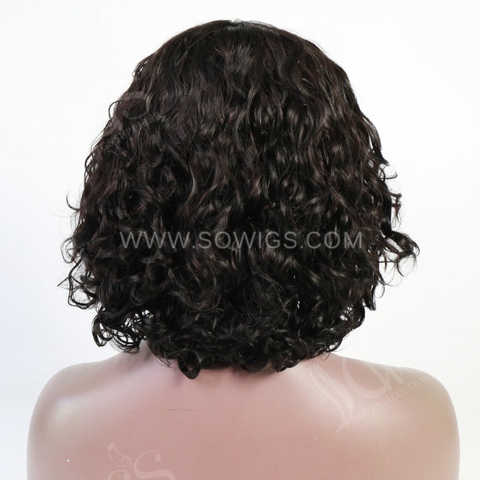 Short Bob Wigs Full Machine Made Wig With Bangs 200% Density Virgin Human Hair Natural Hairline BR-2059#