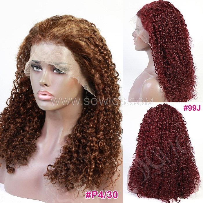 Deep Curly 13*4 Lace Frontal Wigs 220% Density Virgin Human Hair Natural Hairline BR-23028#