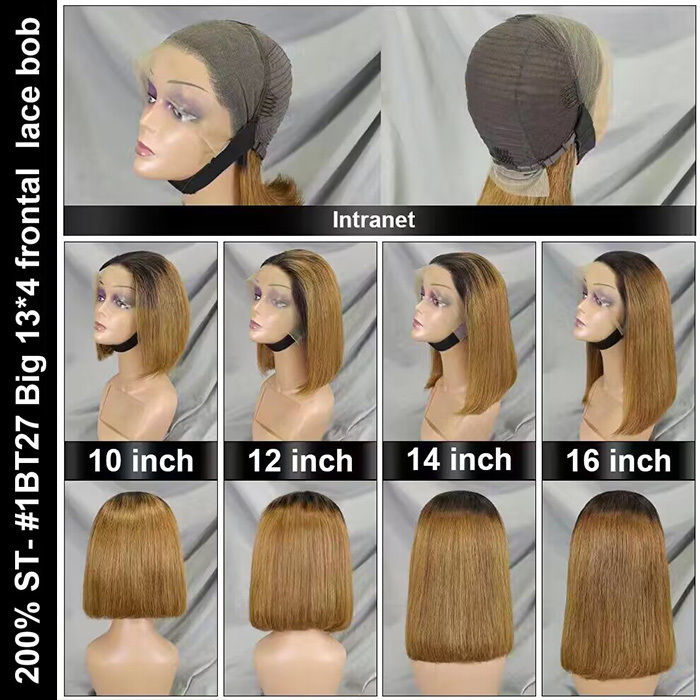 10"-16" Straight Hair Bob Wigs 13x4 Lace Frontal Wigs 200% Density Virgin Human Hair Natural Hairline