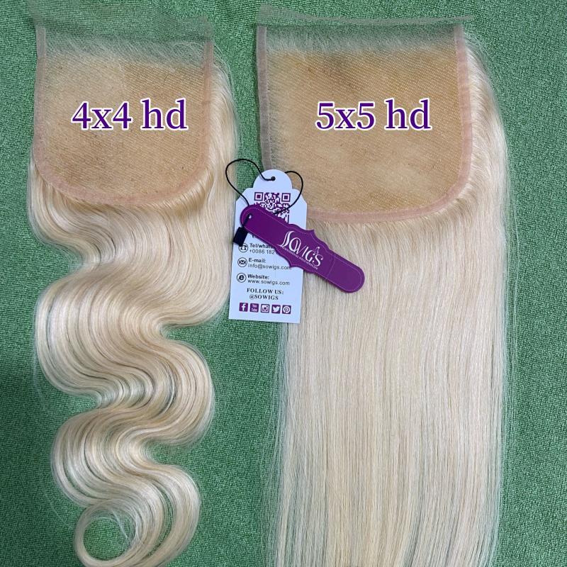 Blonde Color 613# 4x4 and 5x5 HD Lace Closure 100% Virgin Human Hair