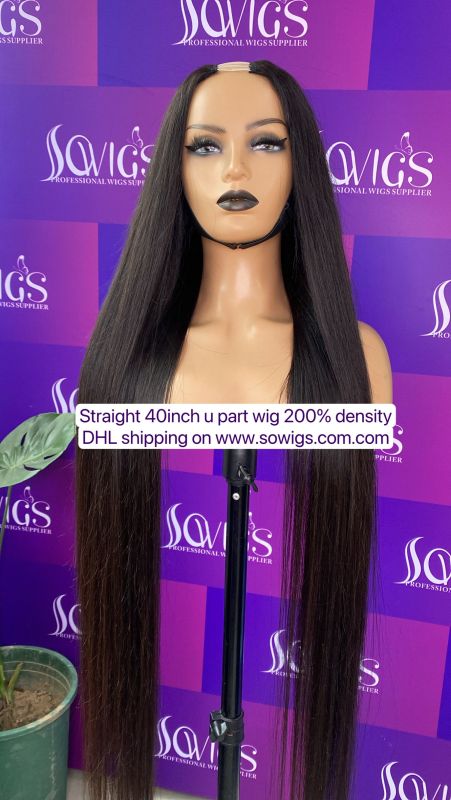 12-40inch U Part Wigs V Part Wigs 150% 200% 300% Density Straight Hair Virgin Human Hair Natural Color