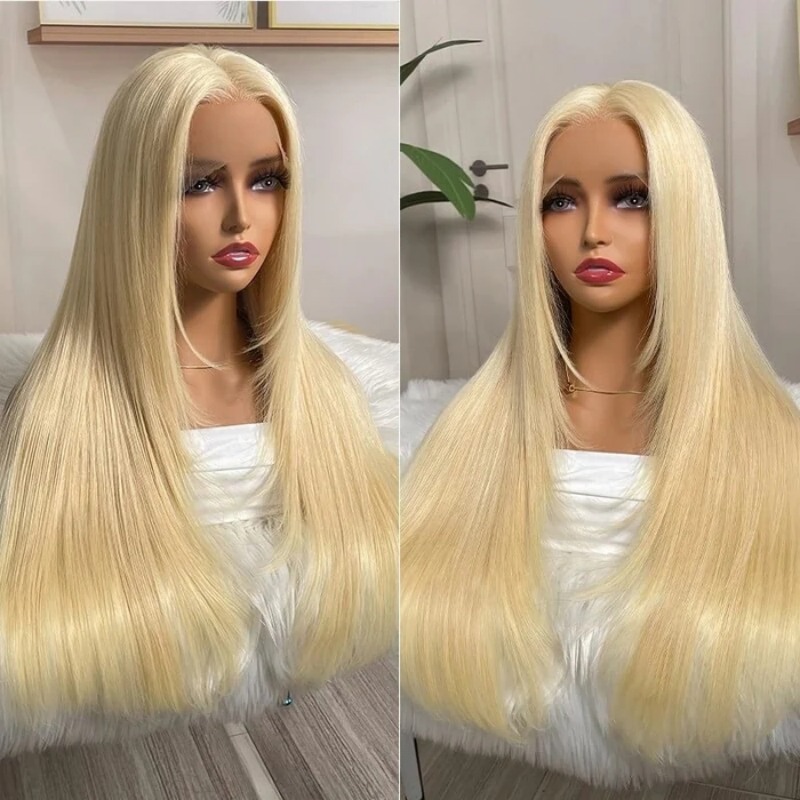 Layered Cut Straight Hair Blonde 613# Color 5x5 and 13x4 HD lace Wigs Glueless Wear Go Lace Wigs 200% Density