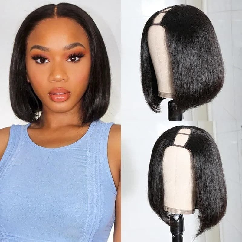 Bob Wigs U Part V Part 150% /200% /300% Density 100% Unprocessed Virgin Human Hair Natural Color