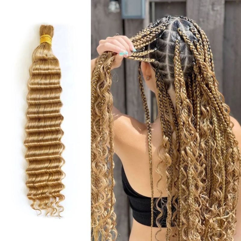 27# Color Deep Wave Bulk Human Hair For Braiding