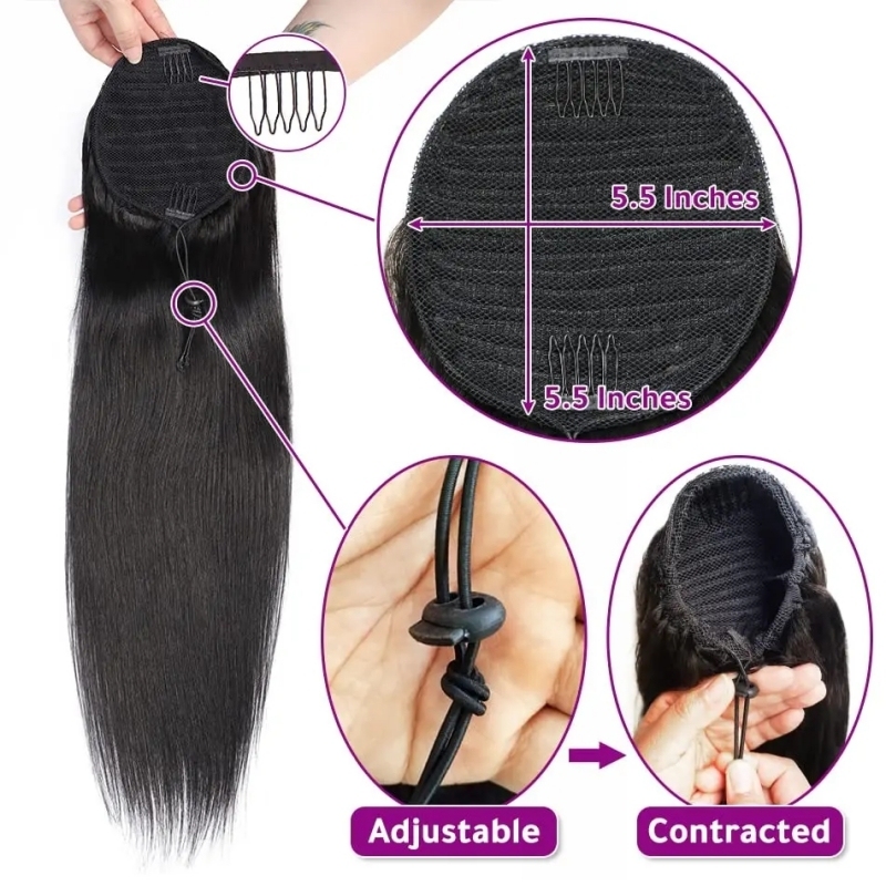 Sowigs Drawstring Ponytail Hair100% Unprocessed Virgin Human Hair Natural Color
