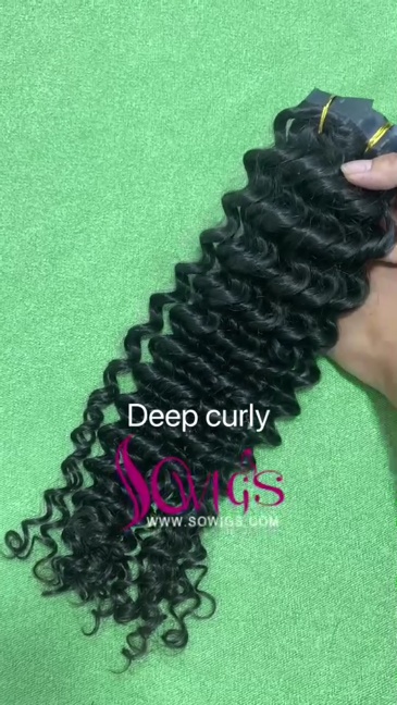 Seamless Clip Extension Deep Curly 1Pack/7pcs/120gram 14inch-30inch Invisible PU Clip Hair Extension Natural Color