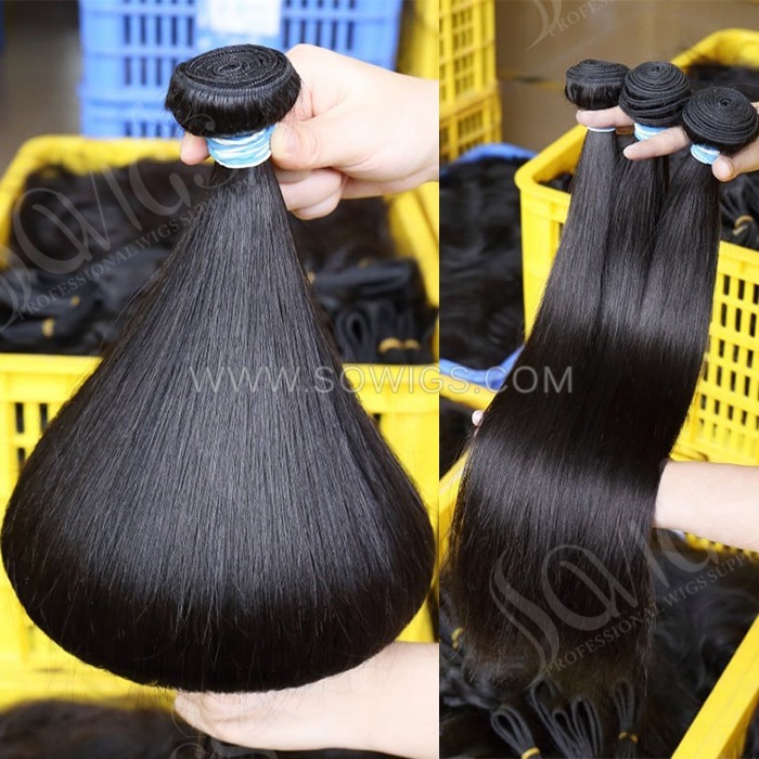 Sowigs 1 Bundle Raw Brazilian Straight Hair 100% unprocessed Virgin Human Hair Extension Natural Color