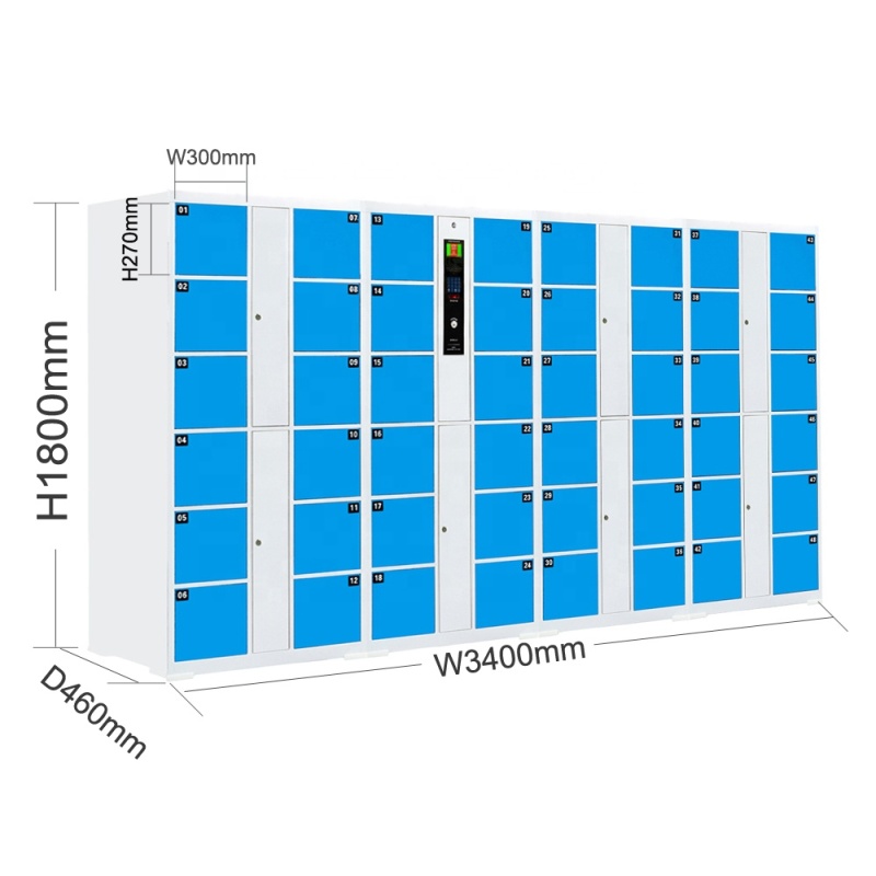 High quality gym lockers barcode smart metal parcel lockers with credit card for public places supermarket