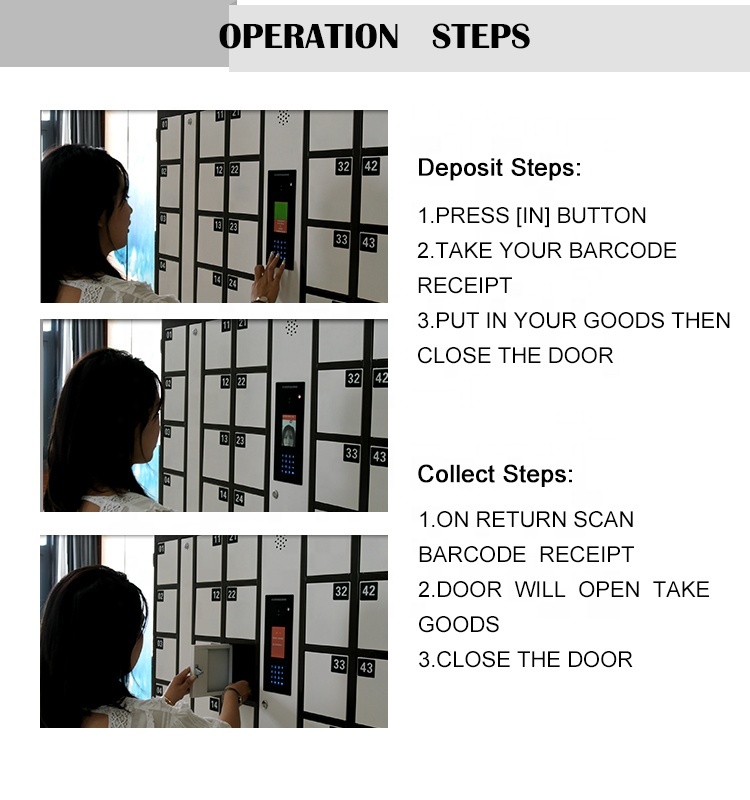 10 Face Recognition Electronic Lockers for Supermarkets and Shopping Malls