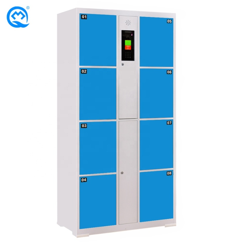 Best Selling Sky Blue 8 Door Face Recognition Supermarket Library Gym Electronic Locker