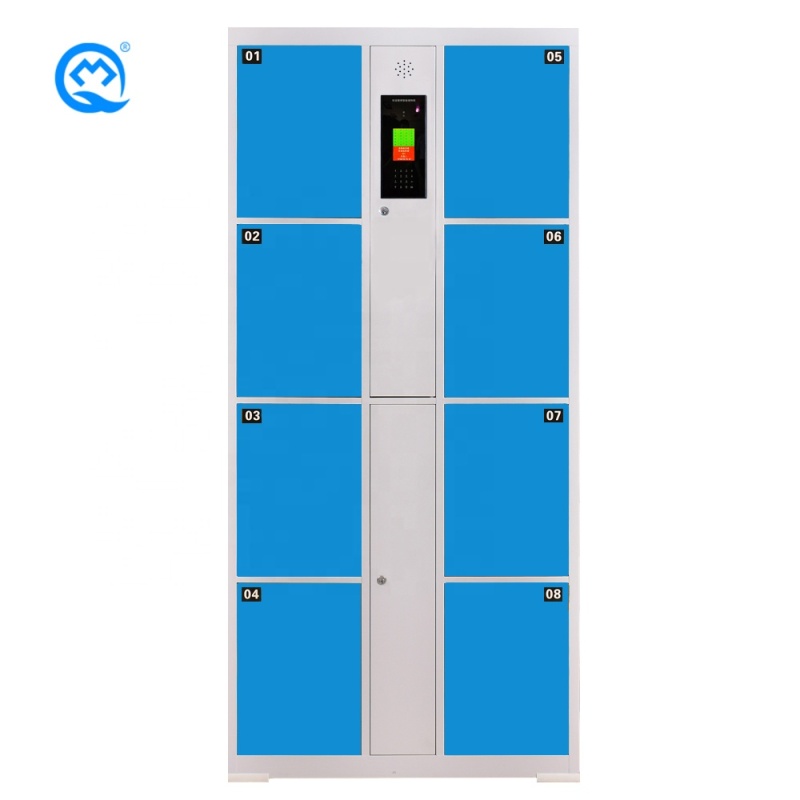 Best Selling Sky Blue 8 Door Face Recognition Supermarket Library Gym Electronic Locker