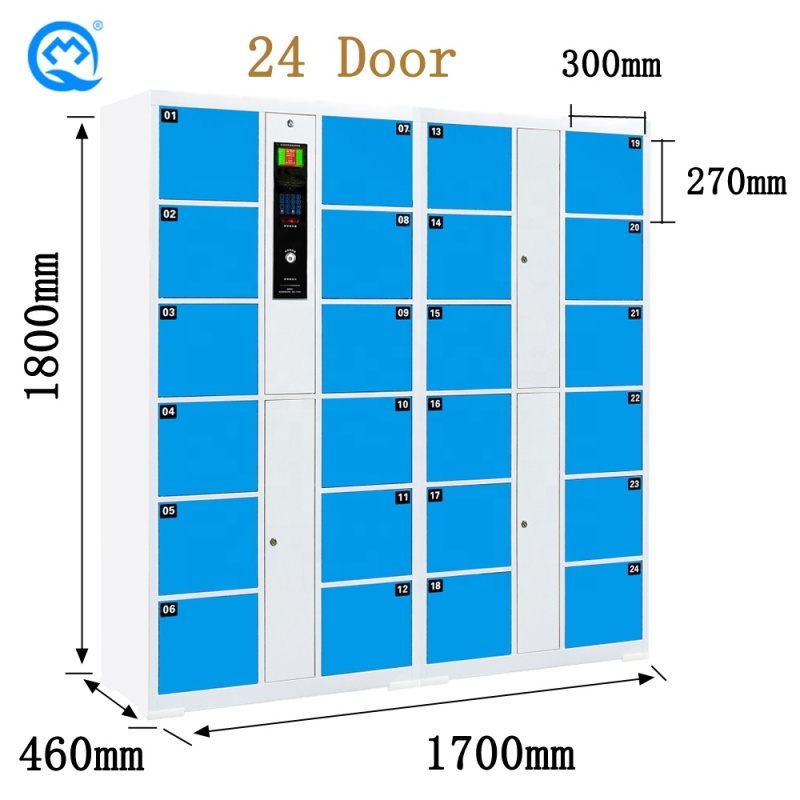 24 Doors Smart Electronic Locker Luggage Locker Barcode Scanning School/Gym/Supermarket Metal Electronic Locker