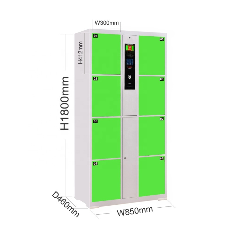 Network Storage Locker Bar Code 8 doors Identification Supermarket / Detention Center Automatic Intelligent Electronic Locker