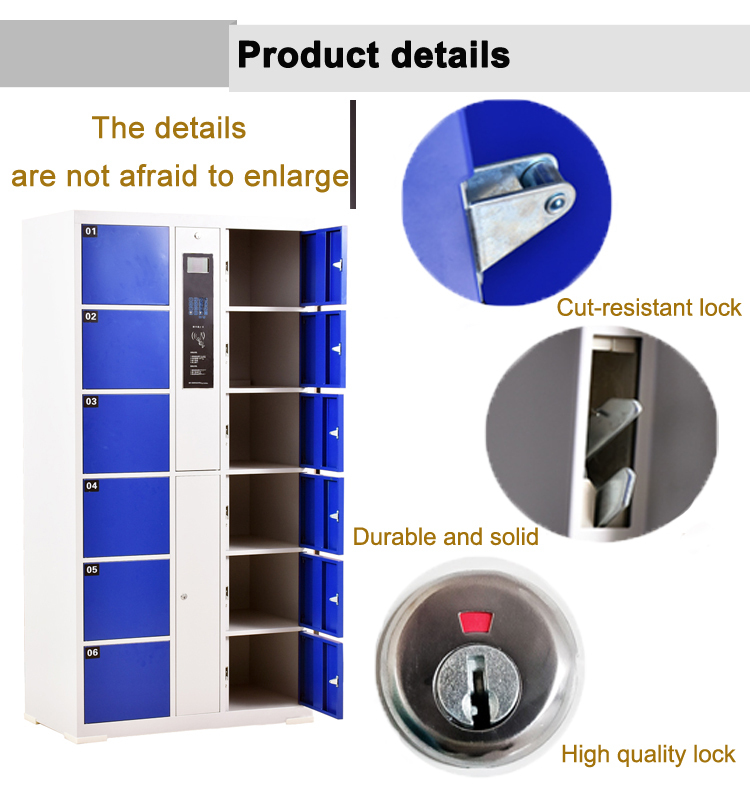 Several Optional 6 doors Cold Rolled Steel smart RFID parcel locker box Electronic Storage digital key Locker cabinet