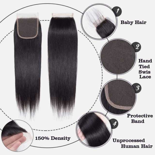Beicapeni hair Straight wave 3bundles with 1closure deal