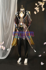 Game Genshin Impact Liyue Harbor Lapis Dei Zhongli Cosplay Costume Sands Satin Version C02946