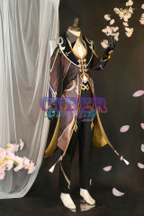 Game Genshin Impact Liyue Harbor Lapis Dei Zhongli Cosplay Costume Sands Satin Version C02946