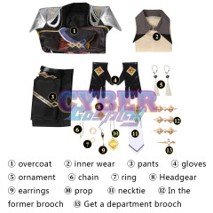 Game Genshin Impact Liyue Harbor Lapis Dei Zhongli Cosplay Costume Sands Satin Version C02946