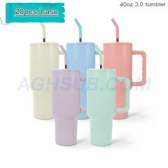 US warehouse 20Pcs 40oz sublimation blank matte Macaron color mugs H3.0