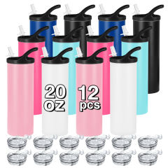 US warehouse 12pcs/30pcs 20oz powder coated skinny tumblers with dual lids