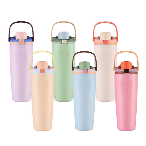12pcs pack, 30oz stainless steel double wall vacuum insulated tumbler mug, 2- way sip lids with handle, mix colors packoffice coffe cup, out door cold dringking mugs