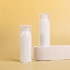 PP Plastic Airless Serum Cream Bottle With Pump 50ml White Cosmetic Packaging