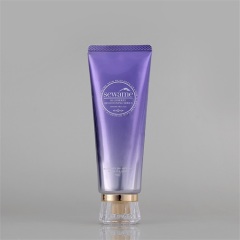 Colored Purple Aluminum Squeeze Cosmetic Tube 3OZ with Fancy Acrylic Cap Custom Printing