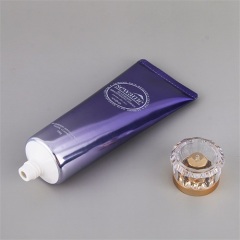 Colored Purple Aluminum Squeeze Cosmetic Tube 3OZ with Fancy Acrylic Cap Custom Printing