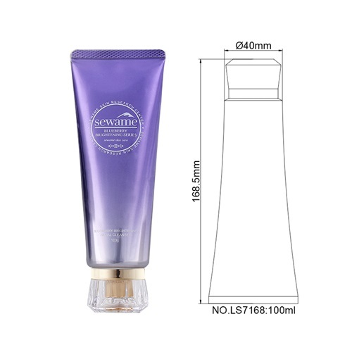 Colored Purple Aluminum Squeeze Cosmetic Tube 3OZ with Fancy Acrylic Cap Custom Printing