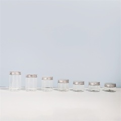 1oz 2oz 4oz Empty Cosmetics Containers Clear Jars Round PET Cream Jars with Aluminum Lids for Kitchen Storage
