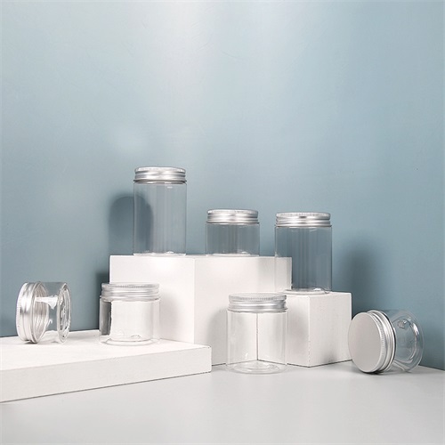 1oz 2oz 4oz Empty Cosmetics Containers Clear Jars Round PET Cream Jars with Aluminum Lids for Kitchen Storage