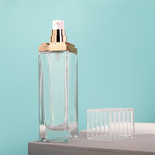 120ml 4oz Square Upscale Clear Glass Lotion Pump Press Bottle Cosmetic Storage Jar